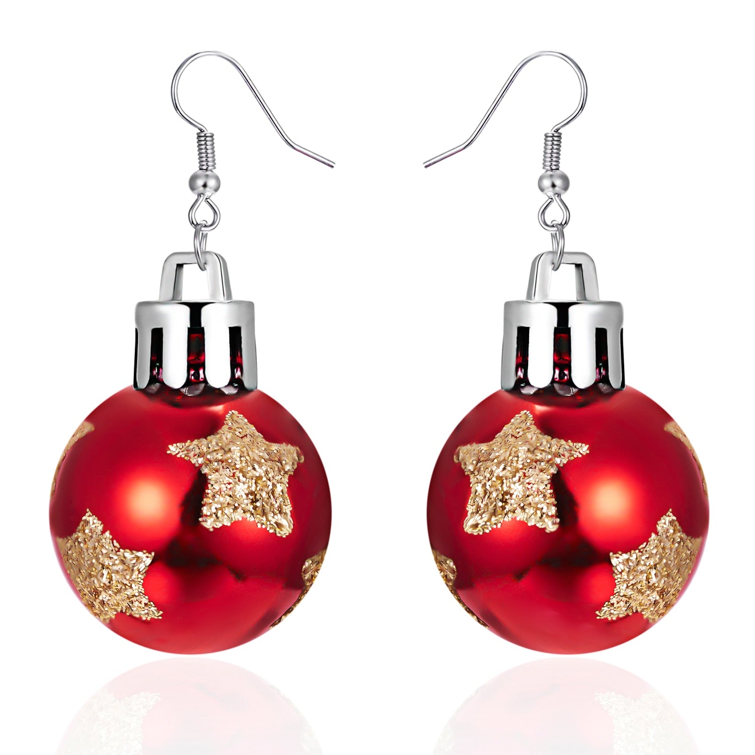 Fashion Green Red Color Star Ball Christmas Earring Women