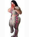 L-4XL Plus Size sexy snake print two pieces outfit
