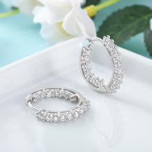 Load image into Gallery viewer, Sparkling Cubic Zirconia 925 Sterling Silver Hoop Earrings
