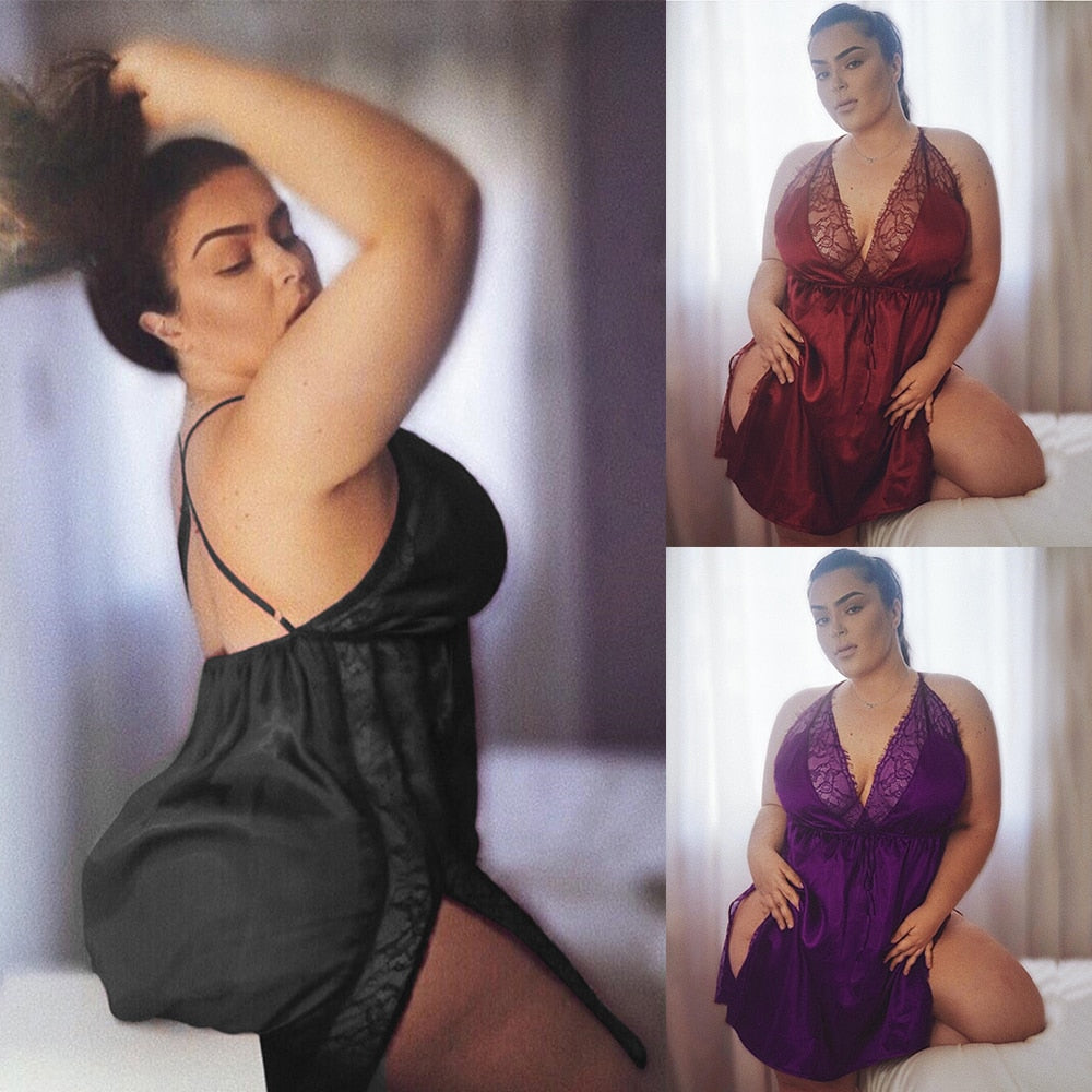 High Quality V-Neck Plus Size Sexy Lingerie Nightwear L-8XL