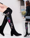 Over Knee Embroidered Thigh Boots