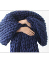 Thick knitted wool blanket