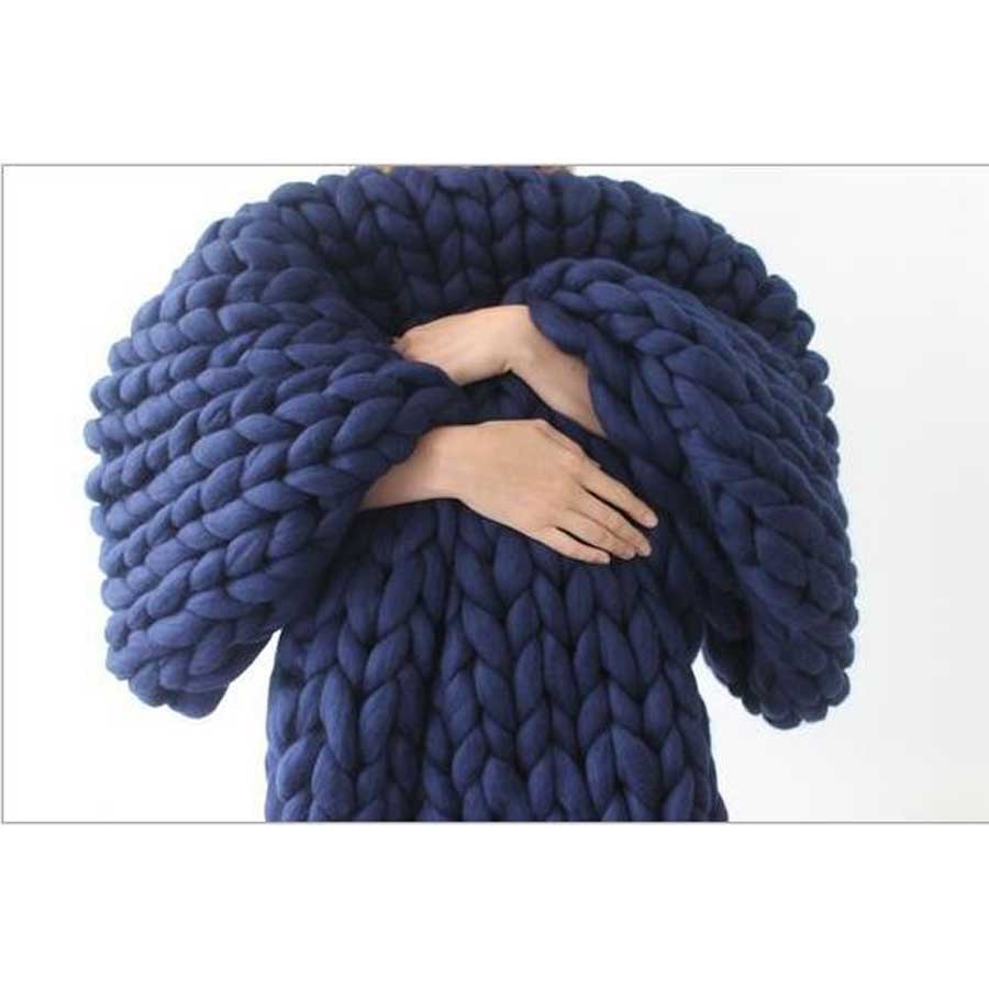 Thick knitted wool blanket