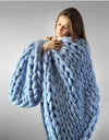 Thick knitted wool blanket