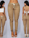 Lace-Up Waist Casual Slim Fit Trousers S-4XL