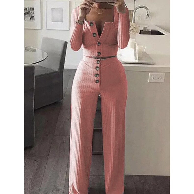 2 Piece Long Sleeve Cardigan Knitted Suit