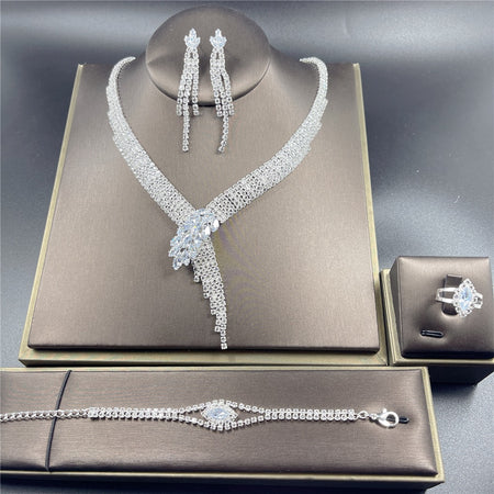 Silver Color Rhinestone Crystal Bridal Jewelry Sets
