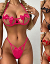Sexy Lace Bowknot Strappy Bra and Panty Set