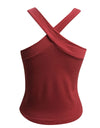 Cross Sleeveless Solid Vest Hollow Casual Vest Top