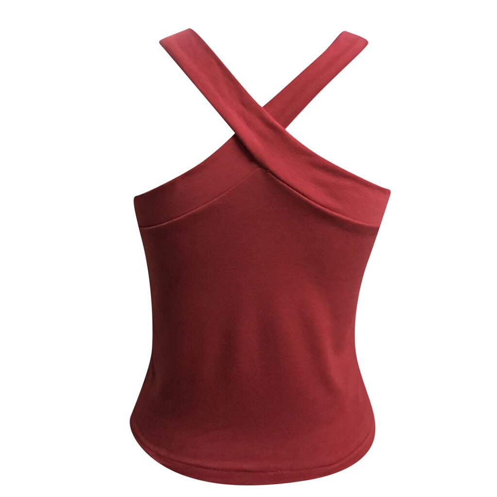 Cross Sleeveless Solid Vest Hollow Casual Vest Top