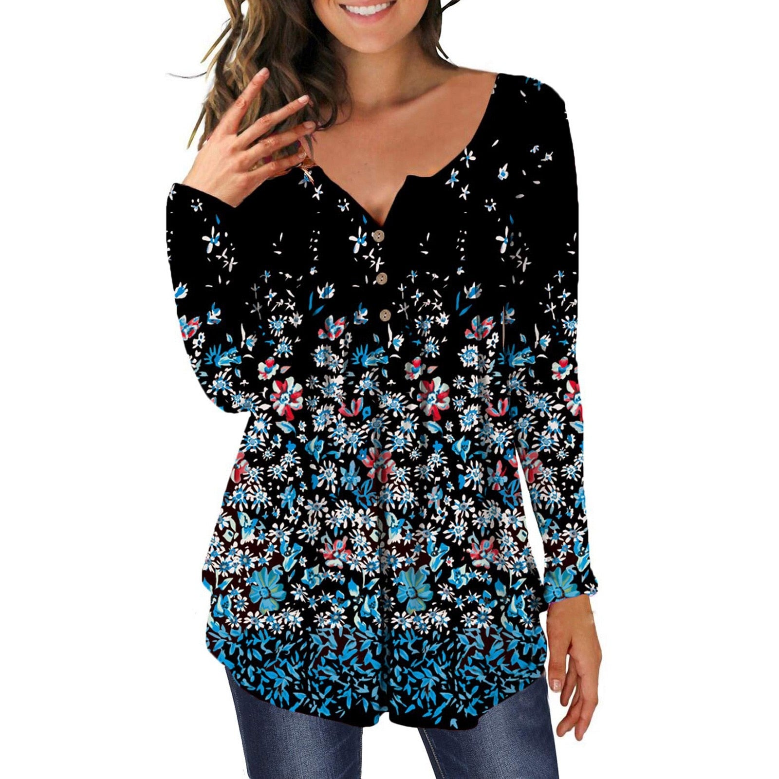 Round Neck Button tunic blouse