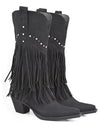 Thick Pointed Heel Tassel High Boots