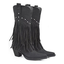 სურათის ჩატვირთვა გალერეის მნახველში, Thick Pointed Heel Tassel High Boots
