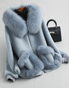 Winter Wool Warm Overcoat With Real Fox Fur