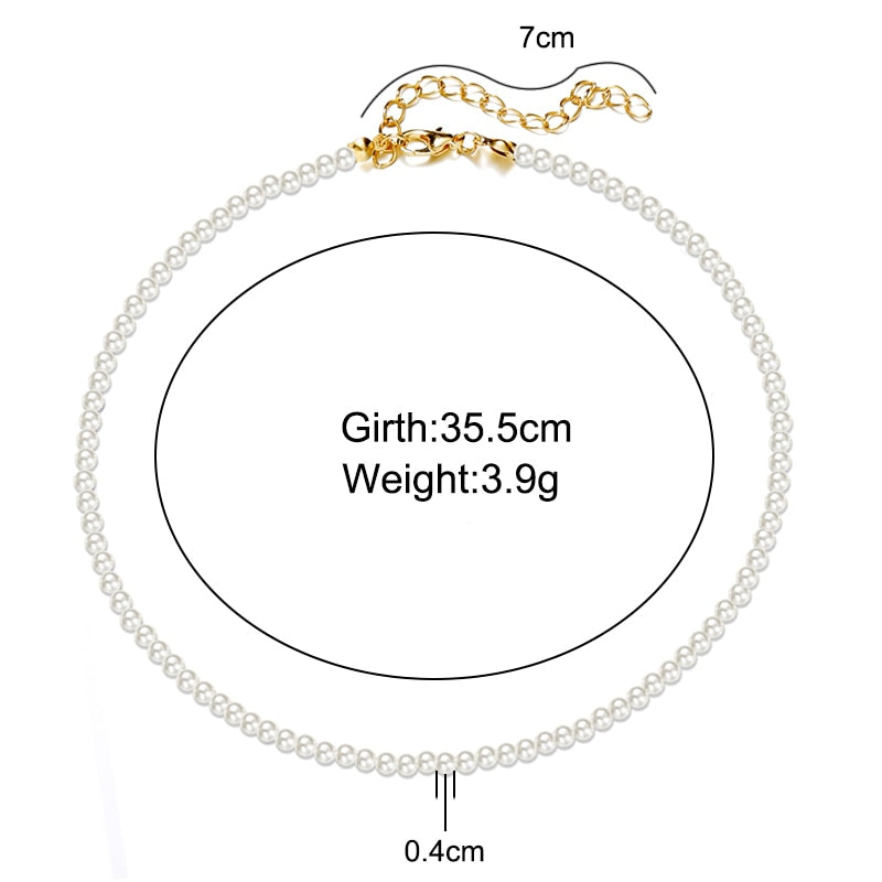 Elegant White Imitation Pearl Choker Necklace