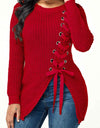 Long Thick Casual Lace-up Sexy Split Sweater With Side Slits