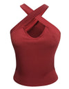 Cross Sleeveless Solid Vest Hollow Casual Vest Top