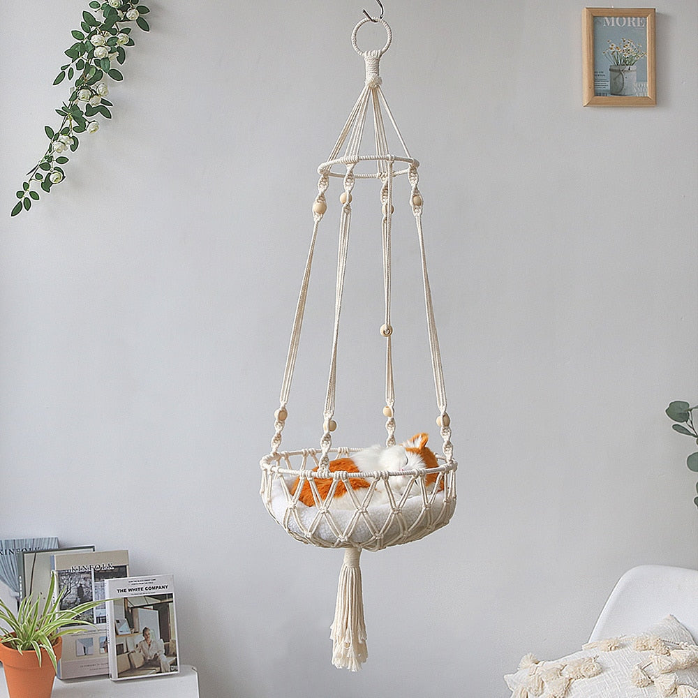Big 40x120cm Cat Hammock Window Macramé Pet Bed