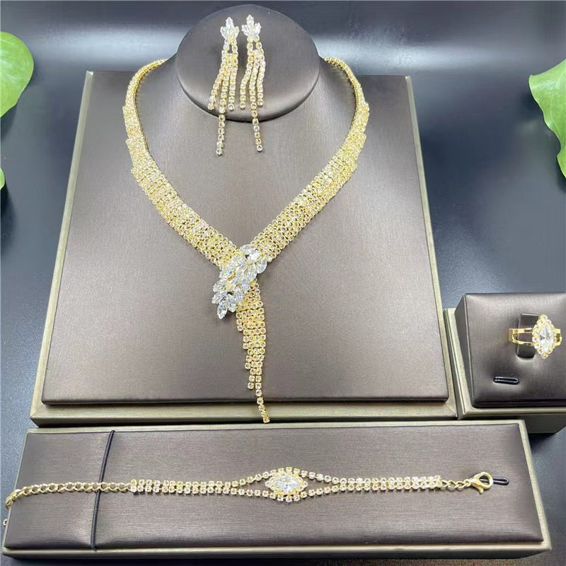 Silver Color Rhinestone Crystal Bridal Jewelry Sets