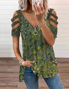 V-Neck Zipper Blouse Pullover