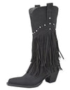 Thick Pointed Heel Tassel High Boots