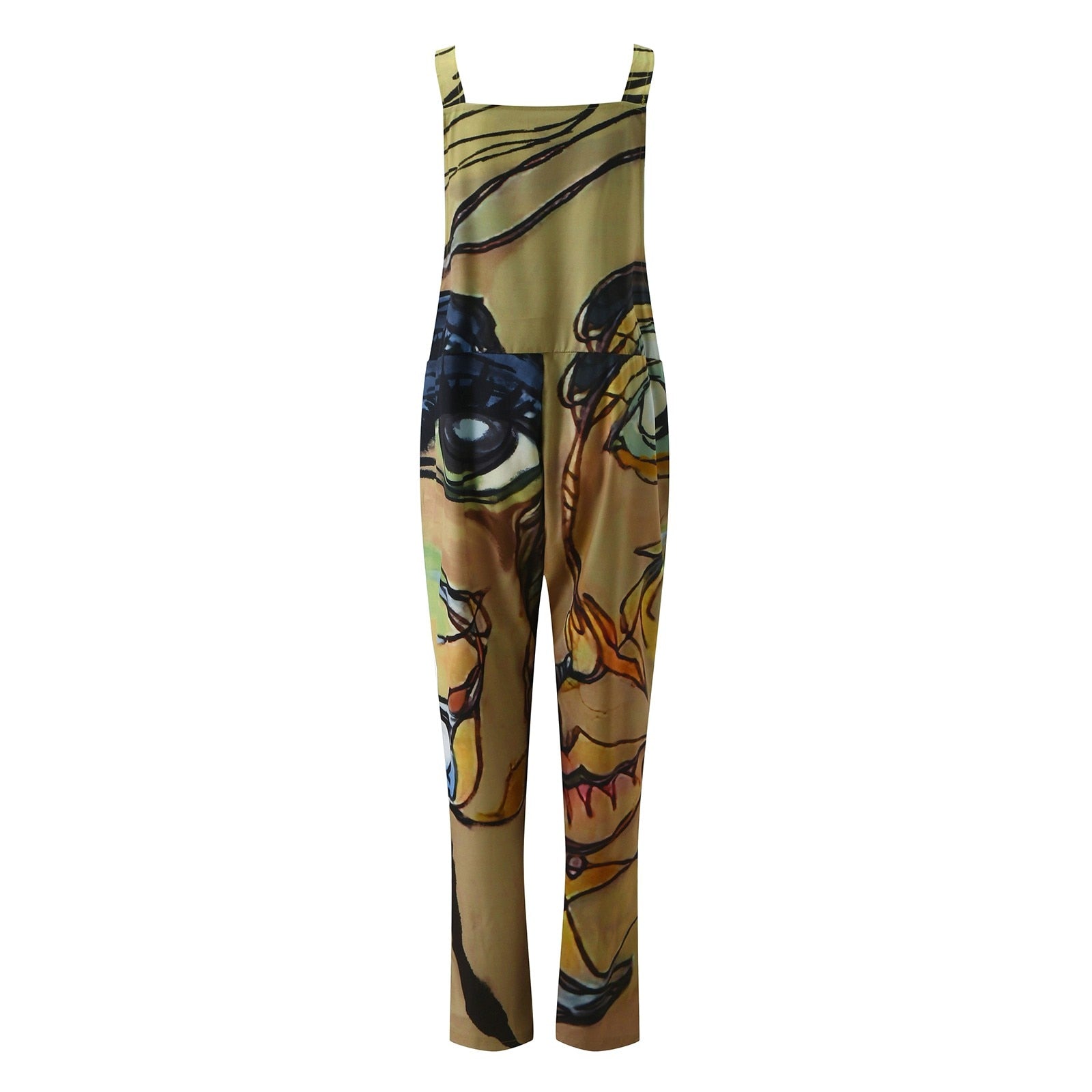 Sleeveless Wide Leg Printed Romper Jumpsuit