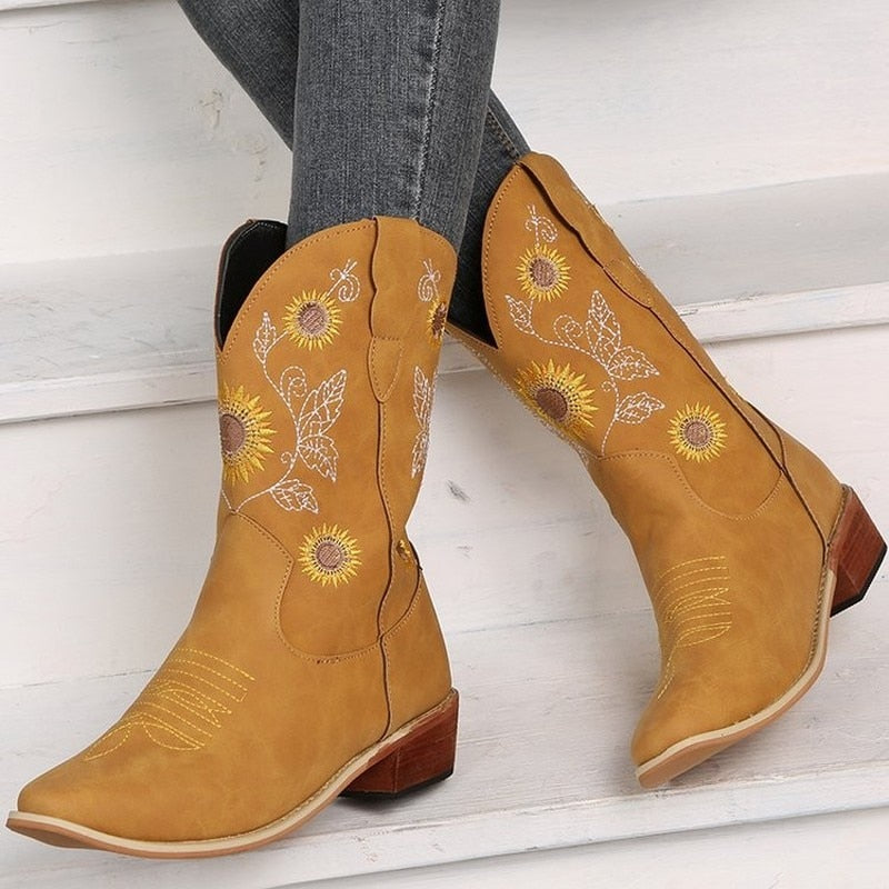 Autumn and Winter Embroidery Western Cowboy Boots