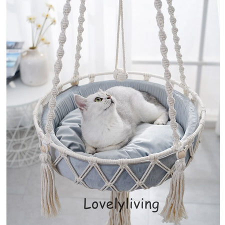 Big 40x120cm Cat Hammock Window Macramé Pet Bed