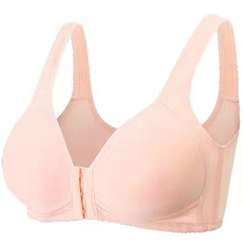 Front Closure Solid Color Wireless Bra