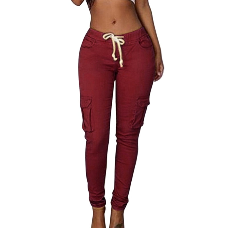 Lace-Up Waist Casual Slim Fit Trousers S-4XL