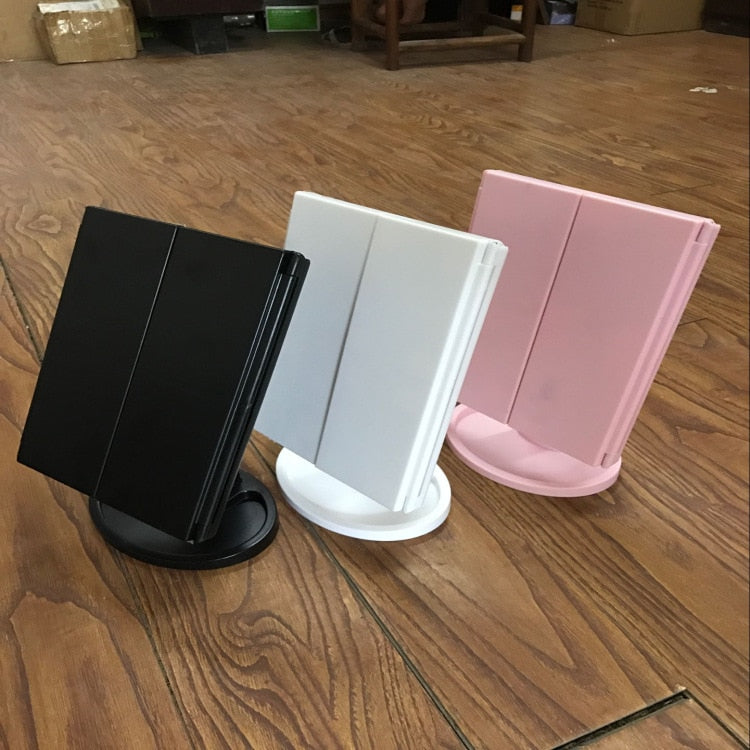 Adjustable LED Touch Screen Makeup Folding Mirror