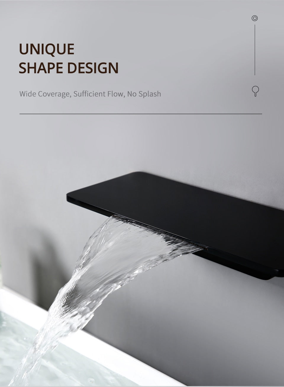Waterfall Sink Faucet Shelf Basin Water Mixer Black Matte