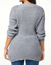 Long Thick Casual Lace-up Sexy Split Sweater With Side Slits