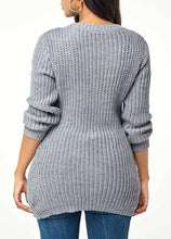 Load image into Gallery viewer, Long Thick Casual Lace-up Sexy Split Sweater With Side Slits
