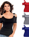 Off Shoulder Top With Metal Buckle Strap