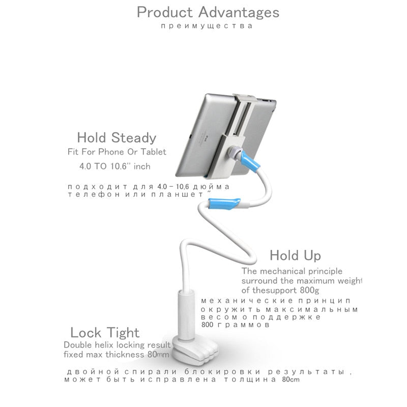 Universal Long Arm Tablet Holder for iPad Pro Air Mini Galaxy Tab Xiaomi Lenovo 4-11inch Mount Tablet Phone Holder