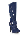 Denim Buckle Knee-High boots
