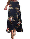Button Split Floral print long skirt