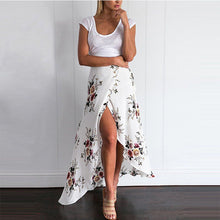 将图片加载到图库查看器，Button Split Floral print long skirt
