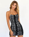 Snake Print Sexy Backless Cross Bandage Dress