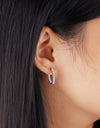 Sparkling Cubic Zirconia 925 Sterling Silver Hoop Earrings