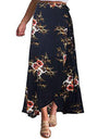 Button Split Floral print long skirt