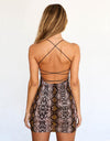 Snake Print Sexy Backless Cross Bandage Dress