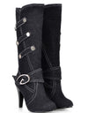 Denim Buckle Knee-High boots