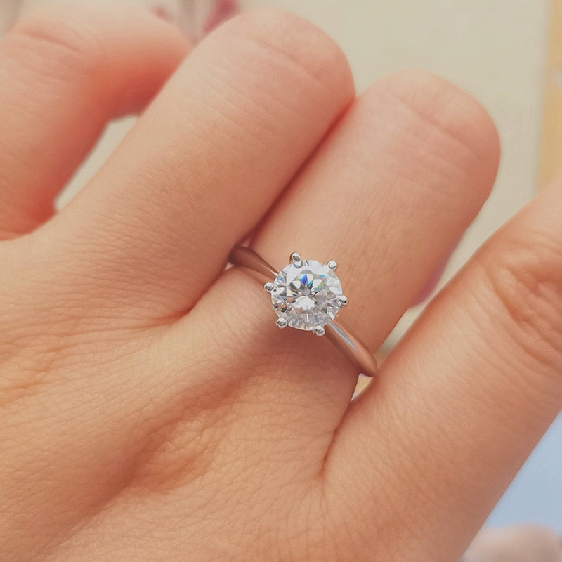 18K White Gold Ring 1ct 2ct 3ct Round