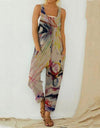 Sleeveless Wide Leg Printed Romper Jumpsuit