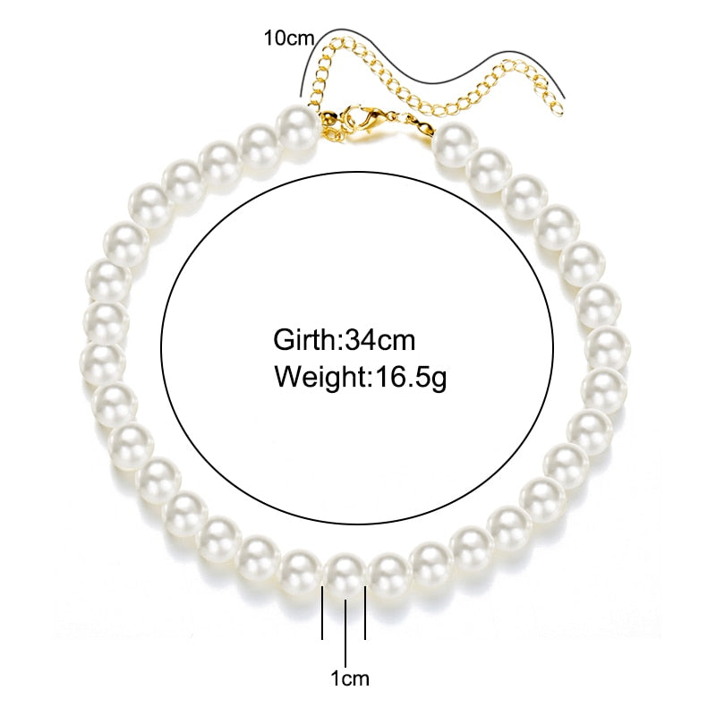 Elegant White Imitation Pearl Choker Necklace