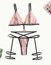 Lace Flower Bra Wireless Bandage Bra Thong Set