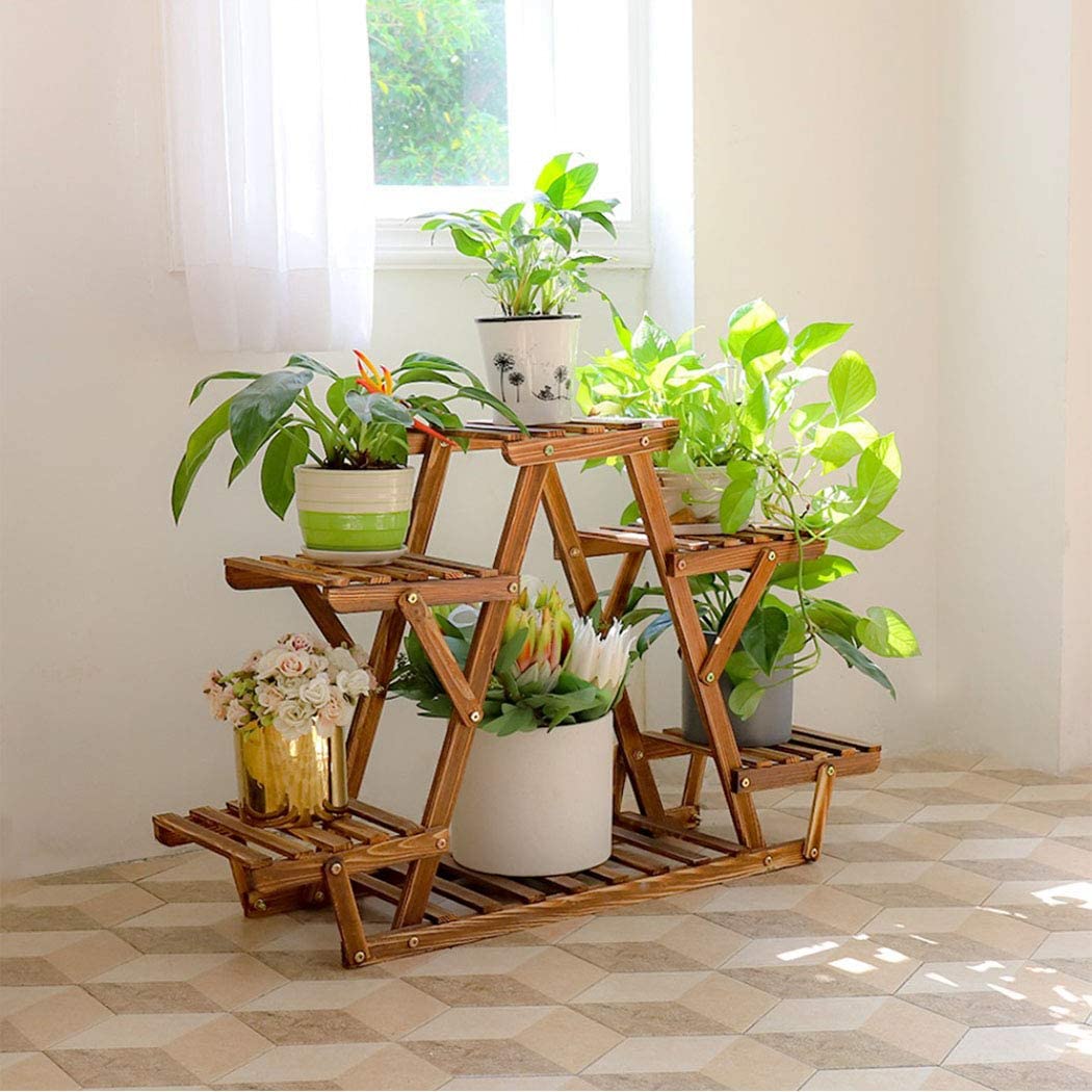 Triangle 6 -Tiered Indoor/Outdoor Wood Plant Stand