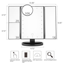 Load image into Gallery viewer, Adjustable LED Touch Screen Makeup Folding Mirror
